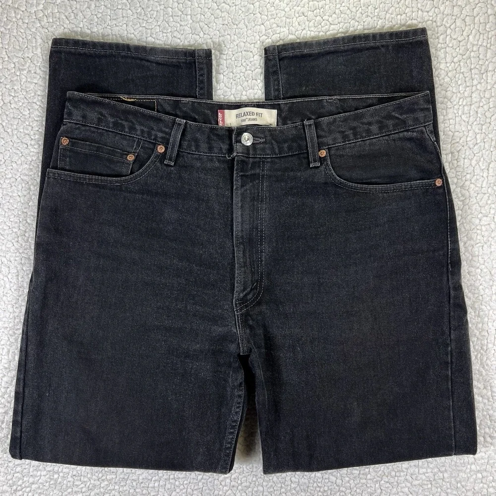 VTG Levi's 550 Relaxed Jeans Men's 38x32‎ USA Made Black Streetwear Grunge Y2K